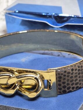 Vintage 2006 Avon Faux Snakeskin Gold Link Cuff Bracelet